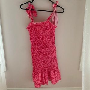 Pink and white pattern dress with tie straps